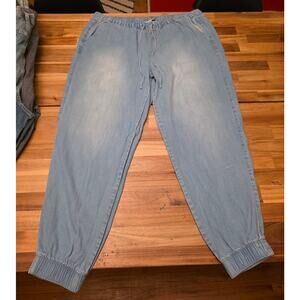 Nine West Chambray Jogger Pant Womens XL Light Blue Lyocell PullOn Elastic Waist